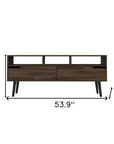54" Dark Brown Wood Enclosed and Open Storage TV Stand