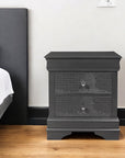 24" Gray Wood Shagreen Two Drawer Nightstand
