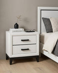 25" White Wood Two Drawer Nightstand