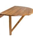 24" Brown Half Round Solid Wood Folding Outdoor Balcony Table