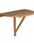 24" Brown Half Round Solid Wood Folding Outdoor Balcony Table