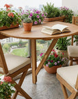 24" Brown Half Round Solid Wood Folding Outdoor Balcony Table