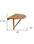 24" Brown Half Round Solid Wood Folding Outdoor Balcony Table
