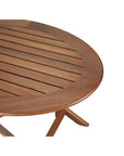 40" Brown Oval Solid Wood Folding Outdoor Side Table