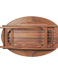 40" Brown Oval Solid Wood Folding Outdoor Side Table