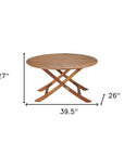 40" Brown Oval Solid Wood Folding Outdoor Side Table