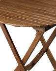 30" Brown Rounded Solid Wood Folding Outdoor Side Table