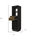 18" Black Wood and Solid Wood Bar Cabinet With Two Drawers