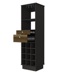18" Black Wood and Solid Wood Bar Cabinet With Two Drawers