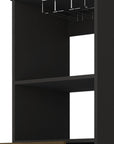 18" Black Wood and Solid Wood Bar Cabinet With Two Drawers