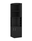 18" Black Wood Corner Bar Cabinet With Two Doors