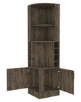 18" Dark Brown Wood Corner Bar Cabinet With Two Doors