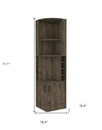 18" Dark Brown Wood Corner Bar Cabinet With Two Doors