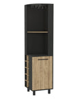 18" Black and Natural Wood Corner Bar Cabinet With Single Door