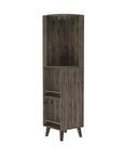 73" Dark Brown Wood Corner Bar Cabinet With One Drawer