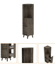73" Dark Brown Wood Corner Bar Cabinet With One Drawer