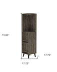 73" Dark Brown Wood Corner Bar Cabinet With One Drawer