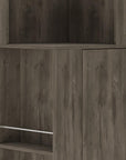 73" Dark Brown Wood Corner Bar Cabinet With One Drawer