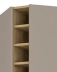 72" Brown and Taupe Wood Corner Bar Cabinet With Four Doors