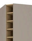 72" Brown and Taupe Wood Corner Bar Cabinet With Four Doors