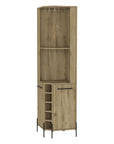 71" Natural Wood Corner Bar Cabinet With Two Doors
