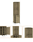 71" Natural Wood Corner Bar Cabinet With Two Doors