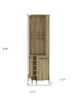 71" Natural Wood Corner Bar Cabinet With Two Doors