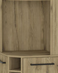 71" Natural Wood Corner Bar Cabinet With Two Doors