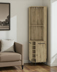 71" Natural Wood Corner Bar Cabinet With Two Doors