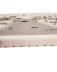 38" Cream Wool and Brown Ottoman