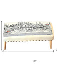 38" Cream Wool And Brown Ottoman