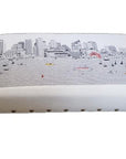 38" Cream And Natural Boston Daytime Skyline Embroidered Ottoman