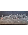 38" Gray Wool and Brown Ottoman