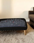 38" Gray Wool and Brown Ottoman