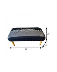38" Gray Wool and Brown Ottoman