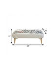 38" Cream Wool and Brown Ottoman