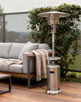 48000 BTU Silver Steel Propane Cylindrical Pole Standing Patio Heater