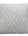 18" X 18" White Zippered Diamond Indoor Outdoor Throw Pillow