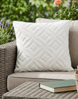 18"x18" White Indoor Outdoor Ogee Decorative Pillow