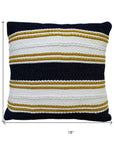 18" X 18" Black And Yellow Zippered Striped Indoor Outdoor Throw Pillow