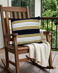 18" X 18" Black And Yellow Zippered Striped Indoor Outdoor Throw Pillow
