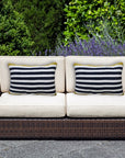 14" X 20" Black And Yellow Zippered Striped Indoor Outdoor Throw Pillow