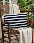 14" X 20" Black And Yellow Zippered Striped Indoor Outdoor Throw Pillow