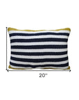 14" X 20" Black And Yellow Zippered Striped Indoor Outdoor Throw Pillow