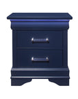24" Blue Wood Lighted Two Drawer Nightstand