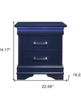 24" Blue Wood Lighted Two Drawer Nightstand