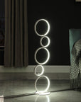 39" White Metal Five Circle Geometric Sculpture LED Table Lamp