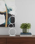 39" White Metal Five Circle Geometric Sculpture LED Table Lamp