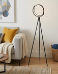 60" Black LED Tripod Floor Lamp With Black Metal Novelty Shade