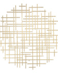 37" X 38" Gold  Metal Abstract Lines Round Hanging Dimensional Sculpture